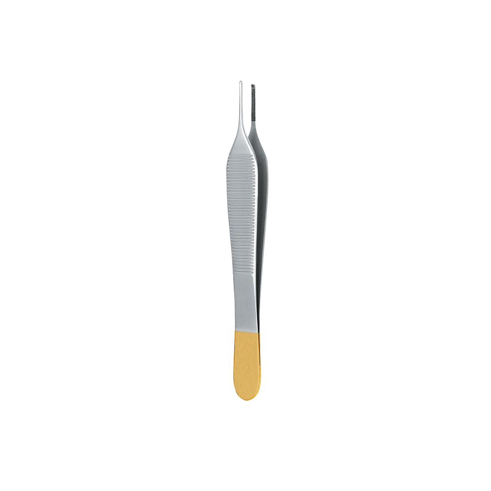Standard Adson Forcep, Serrated, 1x2 Teeth, Tungsten Carbide, With tying platform, 12CM - HiTeck Medical Instruments