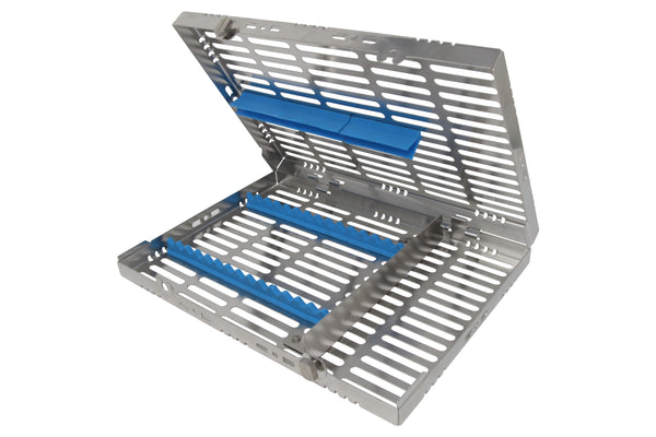 Sterilization Cassette for 16 Instruments, With Adjustable Accessory Area - 280x202x30, Detachable
