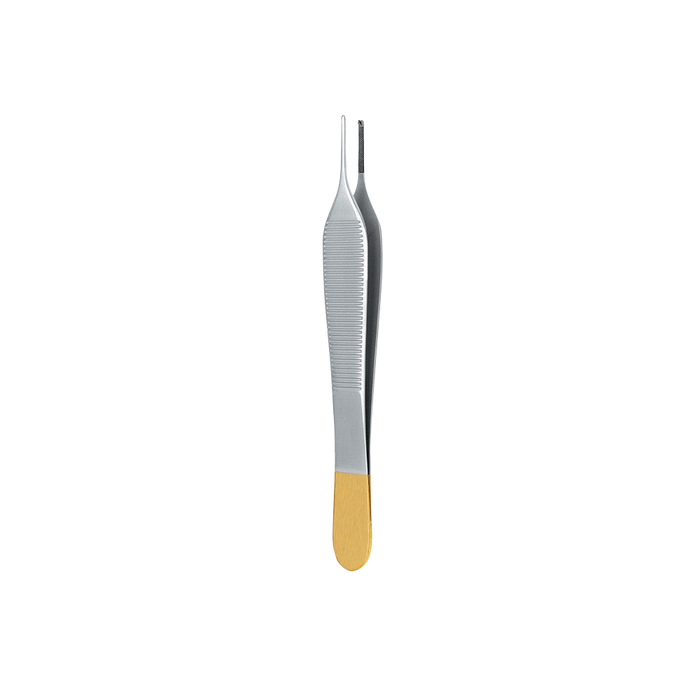 Standard Adson Forcep, Serrated, 1x2 Teeth, Tungsten Carbide, With tying platform, 12CM