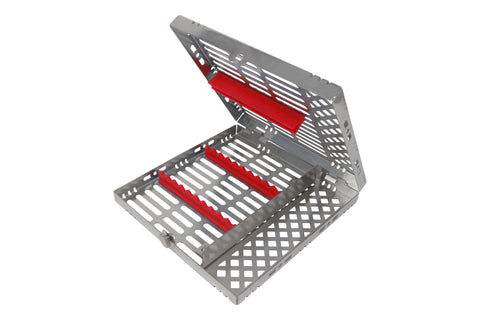 Sterilization Cassette for 10 Instruments, With Adjustable Accessory Area - 202x195x30 MM, Detachable - HiTeck Medical Instruments