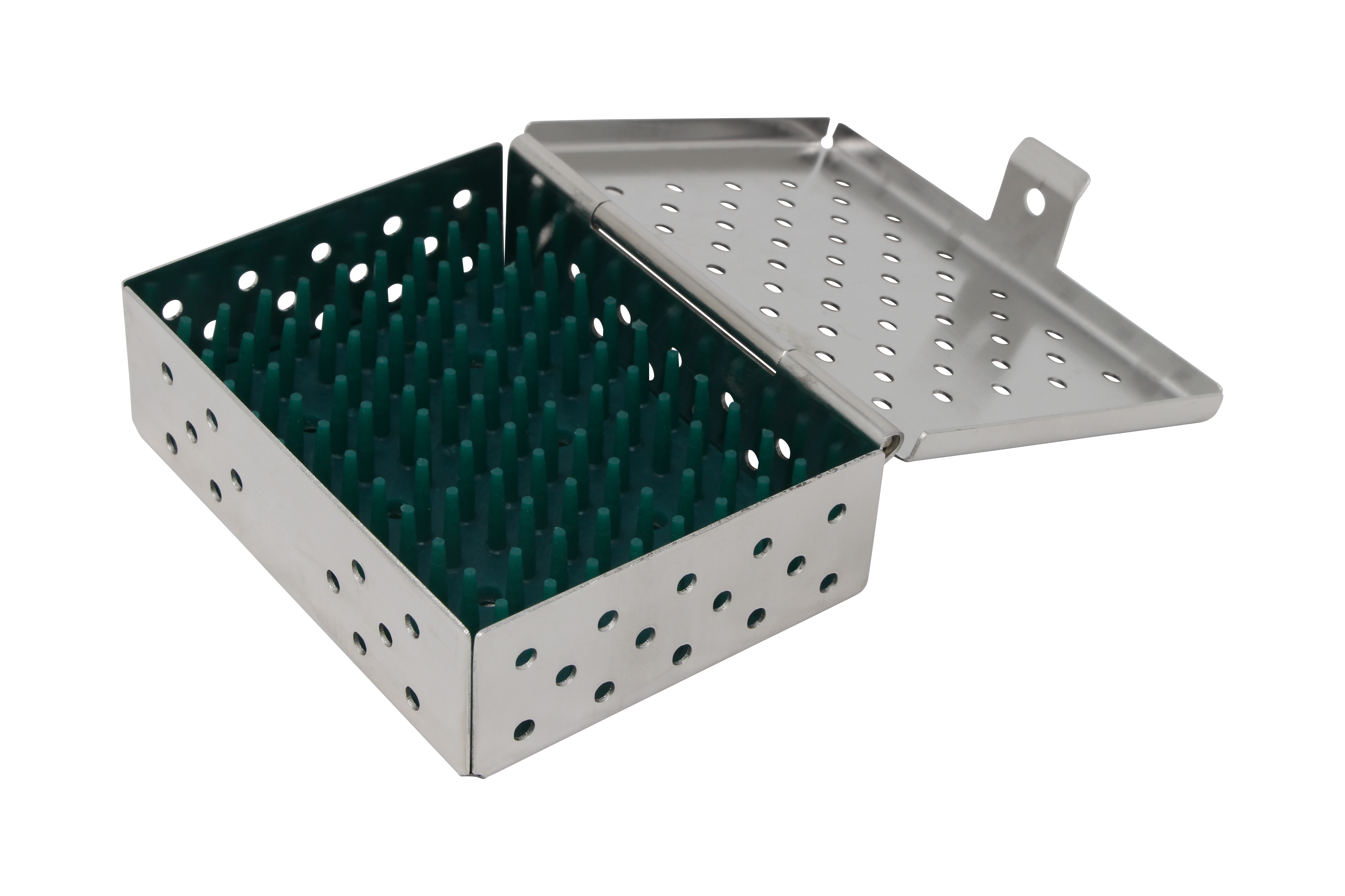 Sterilization Cassette for Clamps, Small Parts & Handpieces, With Silicone Mat - 80x60x25, Non Detachable - HiTeck Medical Instruments