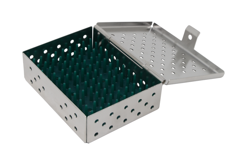 Sterilization Cassette for Clamps, Small Parts & Handpieces, With Silicone Mat - 80x60x25, Non Detachable - HiTeck Medical Instruments