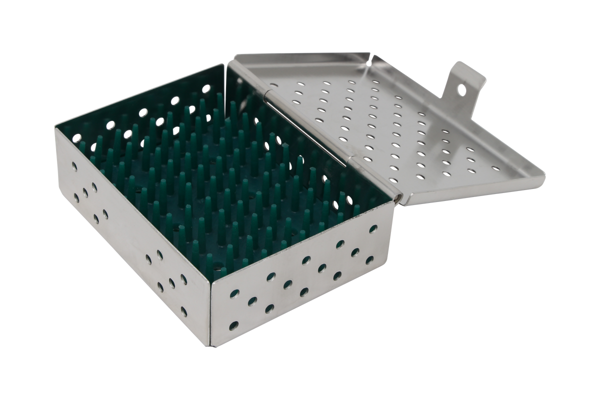 Sterilization Cassette for Clamps, Small Parts & Handpieces, With Silicone Mat - 80x60x25, Non Detachable - HiTeck Medical Instruments